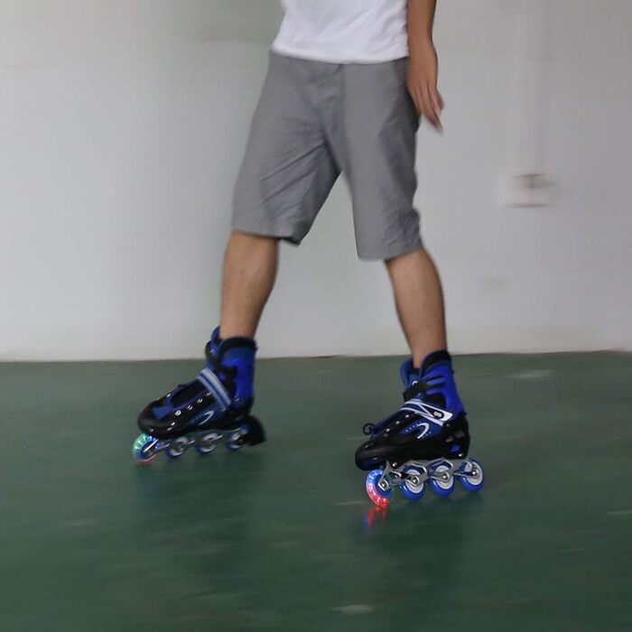 Дитячі ролики-кольоротки, регульовані, 3-в-1, для дівчаток та хлопчиків, розмір 31-38, блакитні