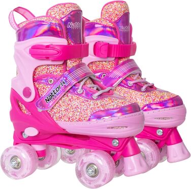 Дитячі ролики Nattork для дівчаток, 4 розміри, регульовані, для початківців, для використання в приміщенні та на вулиці