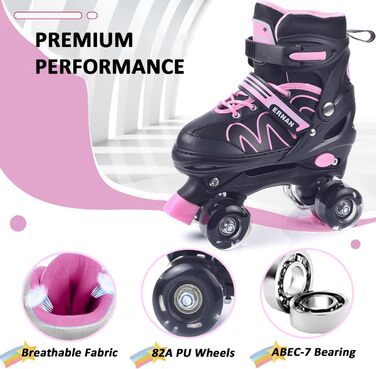 Ролики дитячі світлодіодні ERNAN для дівчаток та хлопчиків, 4 розміри, комфортні, для початківців