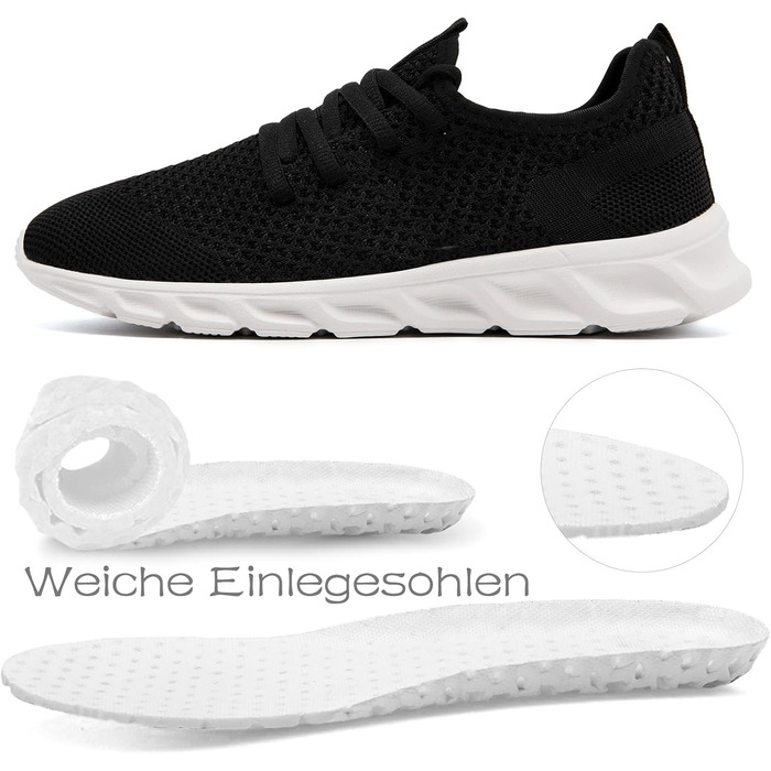 Жіночі кросівки для бігу та занять спортом: бігові, тенісні, для фітнесу та прогулянок (36 EU, чорно-білі)