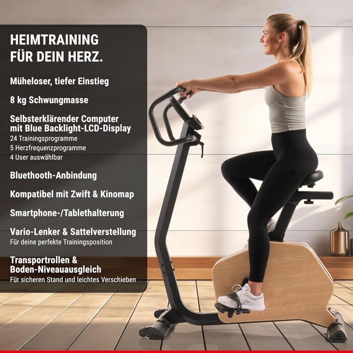 Велотренажер HAMMER CardioPace 5.0 NorsK, 24 програми, Bluetooth, 8 кг маховик, сумісний з Kinomap і Zwift