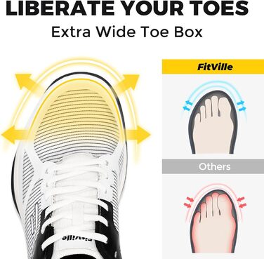 Тенісні кросівки FitVille для чоловіків (X-широкі) - спортивне взуття, зал, бадмінтон, фітнес, білий/чорний