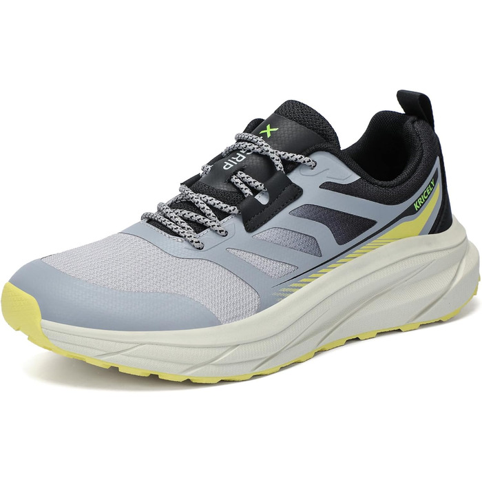 Кріцелі: Кросівки для бігу та трекінгу, сірі, 47 EU. Зручні спортивні кросівки для чоловіків, широка передня частина, підходять для бігу по вулицях та трейлу