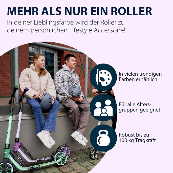 Самокат HUDORA BigWheel 205 Advanced алюмінієвий, до 100 кг, складаний, для дітей, підлітків і дорослих