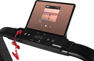 Бігова доріжка ZIPRO Jogger для дому, електрична, складана, LED-дисплей, вимірювання пульсу, 12 програм тренувань, тримач для смартфона, колеса для транспортування, мотор 1,5 к.с., швидкість 1-16 км/год