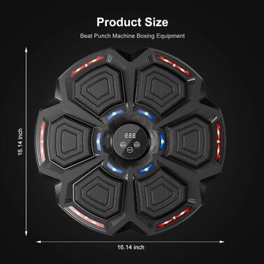 Музична бокс-машина FOOING зі світлодіодами, Bluetooth та рівнями швидкості для дорослих та дітей. Тренувальний пристрій для зняття стресу з боксерськими рукавичками для домашніх тренувань. Інтелектуальне фітнес-обладнання.