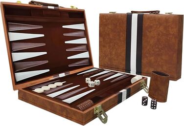 Набір для гри в шашки JOAASU, 11' дорожній, у кейсі, з шаховими фігурами та кубиками, для дорослих, дітей, любителів кемпінгу та мандрівників (Коричневий)