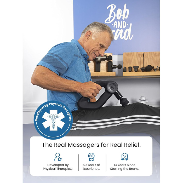 Масажний пістолет Bob and Brad D6 Pro 16мм, 2500mAh, 7 насадок для м'язів спини, плечей, ніг
