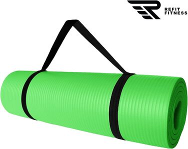 Килимок для йоги та фітнесу Gymnastikmatte Profi 190x60 см, 10 мм, Lime - антиковзкий, NBR, з ременем та сумкою