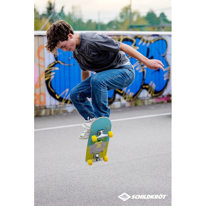Скейтборд Schildkröt Kicker 31' для початківців, 9-шарове кленове дерево, подвійний кіктейл, ABEC5, зелений малюнок Green Dog