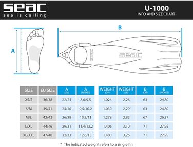 Плавці Seac U-1000 для дорослих, професійні та для відпочинку, розмір S/M, білі