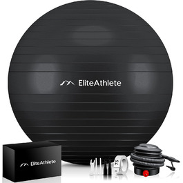 Ергономічний гімнастичний м'яч EliteAthlete з анти-вибуховою системою для офісу, фітнесу, пілатесу, йоги, вагітних, з насосом