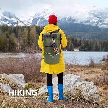 Водонепроникний рюкзак WELDUN 35L/50L Rolltop Dry Bag з IPX8 чохлом для телефону, для каякінгу, кану, кемпінгу, трекінгу, піших прогулянок, вітрильного спорту та інших водних видів спорту. Зелений колір.