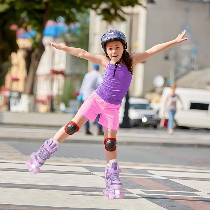 Дитячі ролики Nattork для дівчаток, 4-разове регулювання, райдужні кольори, розмір 32-36 EU (205-230 мм), фіолетовий