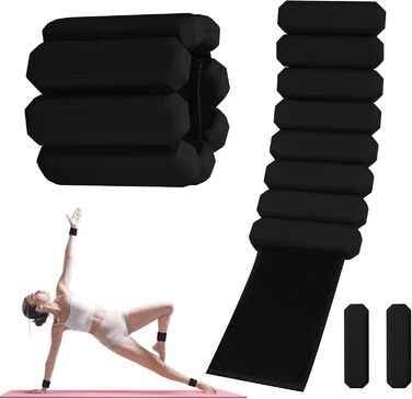 Важкі манжети на зап'ястя Omtofo, 2 шт (по 0,45 кг), регульовані, для йоги, танців, пілатесу, аеробіки, кардіо, ходьби, зелені (чорні)