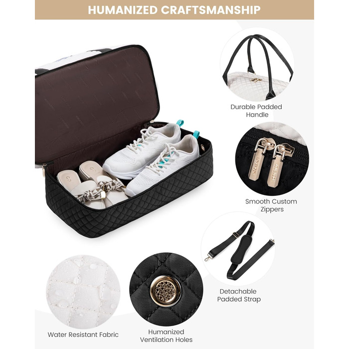 Спортивна сумка LOVEVOOK для жінок з відділенням для взуття, ручна поклажа, дорожня сумка, сумка для вихідних, містка для спортзалу, пляжу, подорожей, пологів (L-2шт, Бежевий, Чорний)