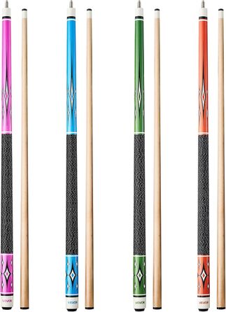 Кю (біліардна палиця) VEVOR, 147.3 см, з багатошаровим наконечником, ABS-з'єднувальний кільце, для професійного більярду, бару, дому, офісу (канадський клен, 4-секційна)