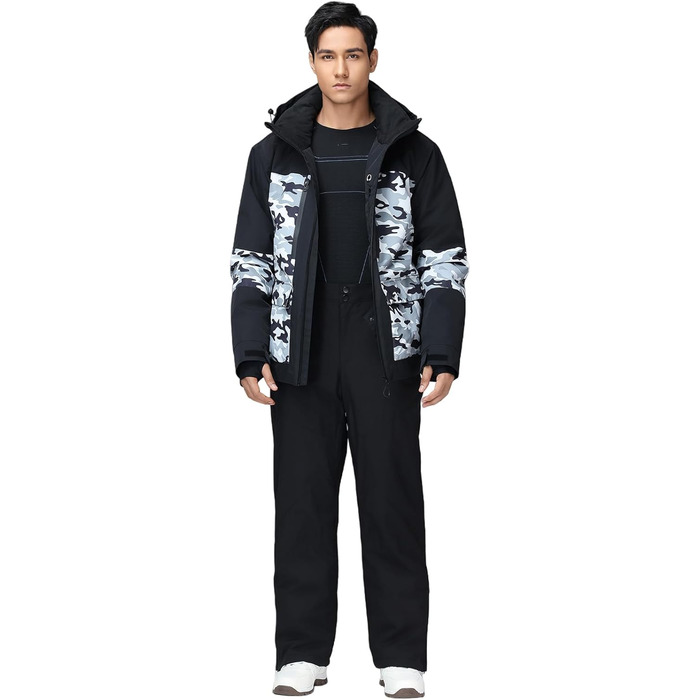 Комплект гірськолижний чоловічий HOTIAN: куртка та штани, водонепроникний, дихаючий, з капюшоном, для сноуборду та гірськолижного спорту