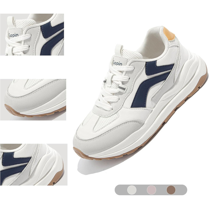 Жіночі трекінгові кросівки Tuopin Modische: дихаючі сітчасті кросівки на шнурівці, з антиковзкою підошвою, сірі та коричневі, розмір 37 EU