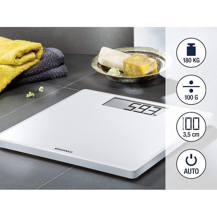 Ваги підлогові Soehnle Style Sense Safe 100 з LCD-дисплеєм, нержавіюча сталь, анти-відбитки