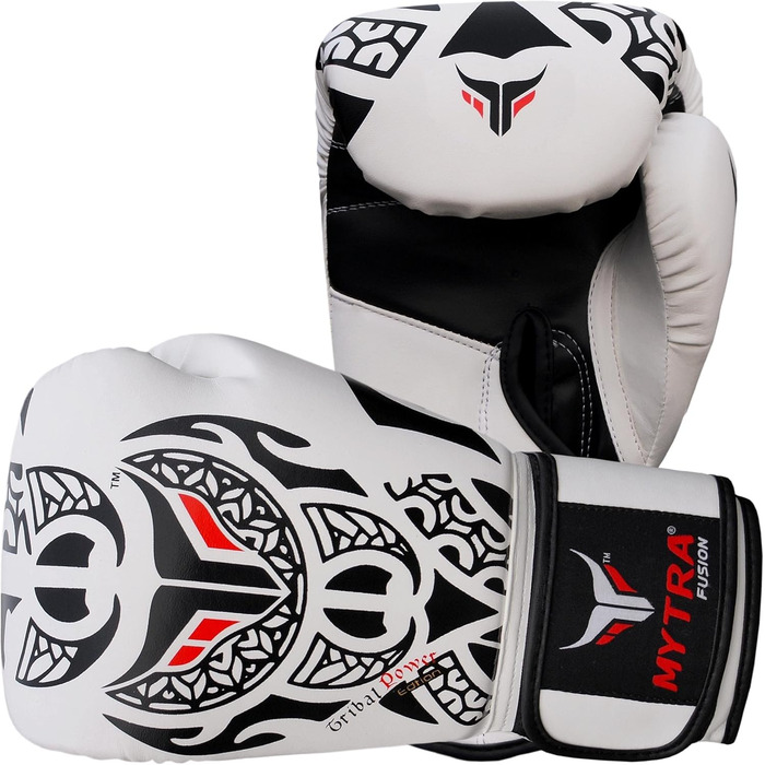 Боксерські рукавички Mytra Fusion 10oz-16oz для MMA, Муай Тай, кікбоксингу, тренувань та спарингів, чоловічі та жіночі, чорні/білі