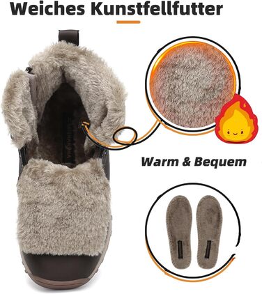 Дитячі зимові черевики Mishansha для хлопчиків та дівчаток, теплі, водонепроникні, коричневі, розмір 36 EU