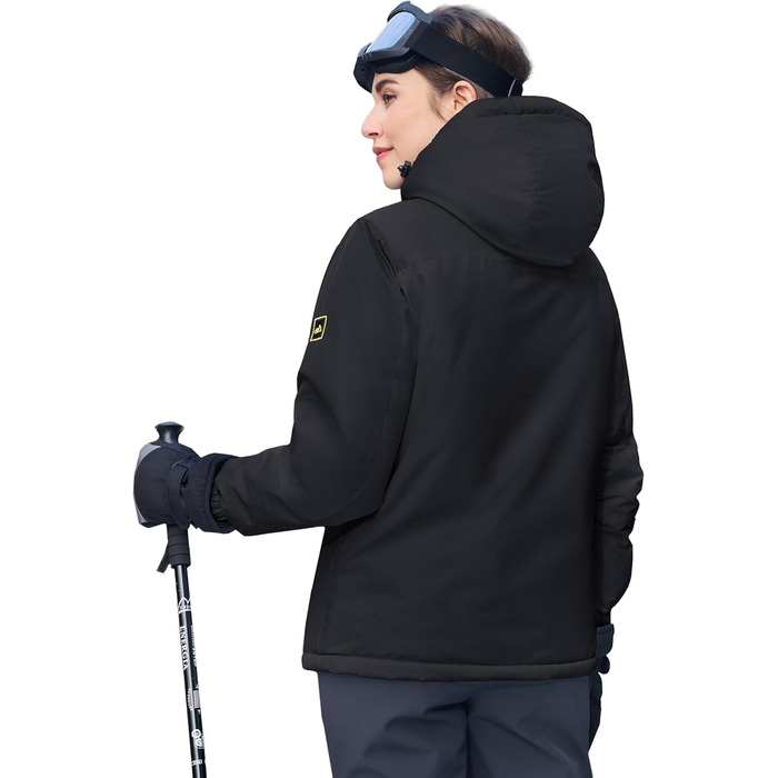 Жіноча зимова куртка MAGCOMEN: теплий флісовий парка, захист від вітру та вологи (XL, чорний)