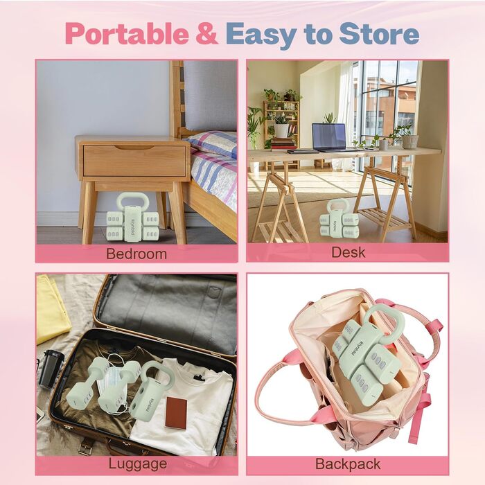 Регульований набір гантелей 2 шт. 4-в-1 для жінок, 0.9-2.3 кг, для дому