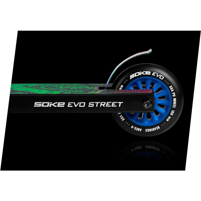 Трюковий самокат SOKE EVO Street ABEC-9, для дорослих і дітей, 50 см, 360° кермо, алюмінієва 3-болтова клема, чорний