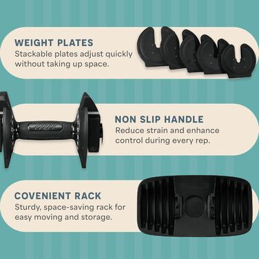 LifePro Регульовані гантелі - набір 90lb (40,8 кг), комплект з 2 гантелей по 25lb та окрема гантель - швидка зміна ваги для дому, фітнесу, силових тренувань для жінок та чоловіків