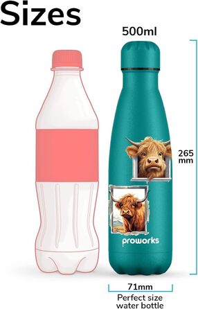 Термос Proworks 500 мл, BPA-free, для спорту і подорожей, чорний, порошкове покриття, зберігає тепло і холод до 24 годин