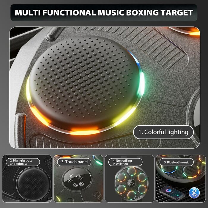 Музична боксерська машина Kensbro з LED-підсвіткою, Bluetooth, 12 швидкостей та режимів, для дорослих та дітей