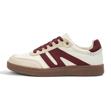 Жіночі ретро-кросівки LUCKY STEP зі шкіри для тенісу та скейтбордингу, бежево-червоні (36 EU)