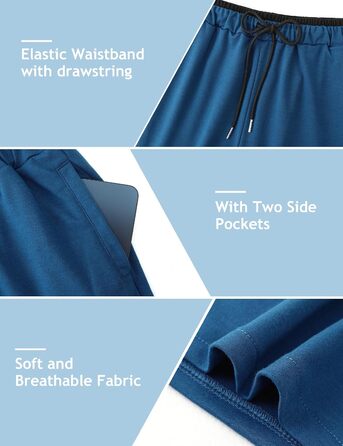 Чоловічі спортивні шорти Soer Activewear з кишенями на блискавці, легкі бавовняні шорти для бігу та відпочинку, кобальтовий синій, розмір S
