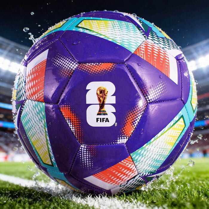 Офіційний ліцензований футбольний м'яч Hy-Pro FWC26, 5 розмір - для тренувань, дизайн ЧС-2026, фіолетовий