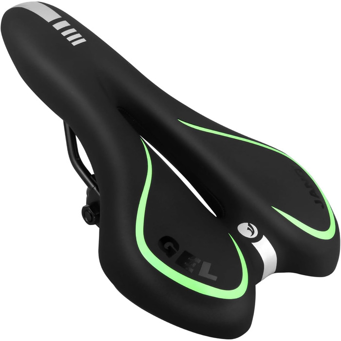 Велосипедне сідло MSDADA Gel MTB: комфортне, ергономічне, водонепроникне для гірського велосипеда, BMX, шосе, міського велосипеда (чорний/зелений)