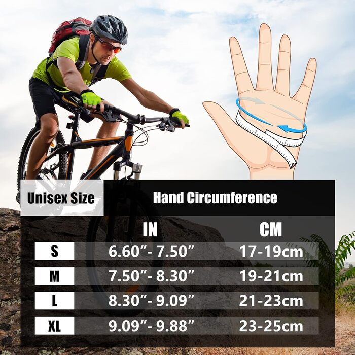 Велосипедні рукавички COFIT з повним пальцем з підтримкою сенсорного екрану для чоловіків та жінок – дихаючі, амортизуючі рукавички з гелевою підкладкою та неслизьким зчепленням для MTB та шосе, зелені, розмір S