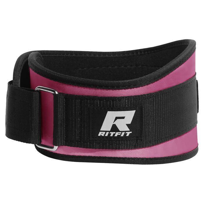 Пояс для важкої атлетики RitFit 6'' (Рожевий, M) для силових тренувань, бодібілдингу, пауерліфтингу з липучкою