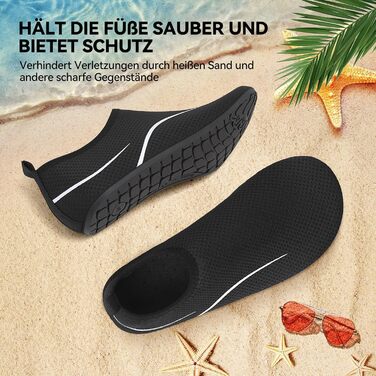 Чоловічі та жіночі водяні черевики для плавання, серфінгу та відпочинку на пляжі. Дихаючі, швидковисихаючі, унісекс, розмір 39 EU, чорний колір.