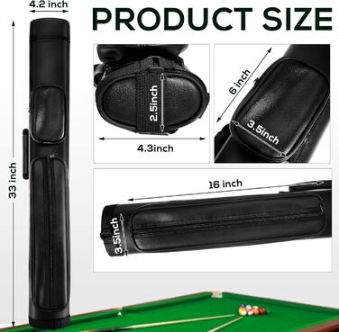 Більярдний кий Deekin 2x2 серія, овальна форма, сумка-чохол з 4 отворами, 2 кубики крейди, чорний колір