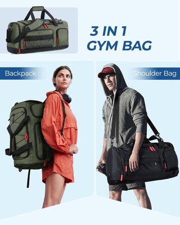 Спортивна сумка BAGSMART для жінок і чоловіків, армійсько-зелена, з відділенням для взуття та вологих речей, водонепроникна, для спортзалу, подорожей і активного відпочинку