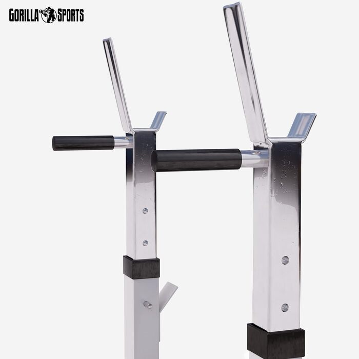 GORILLA SPORTS® Лава для жиму з підставкою, регульована висота і кут нахилу, складана, до 200 кг, чорна або біла, багатофункціональна тренувальна лава