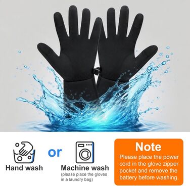 Електричні гріючі рукавички для жінок та чоловіків, чорні, M/L, водонепроникні, з акумулятором 7.4V 2200mAh, 3 режими нагріву, сенсорний екран