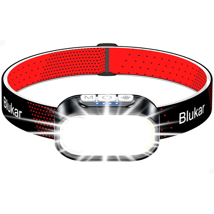 Кепка-ліхтар Blukar LED з 2 колірними температурами, перезаряджається, 2000L, надзвичайно яскрава, регульована яскравість з червоним світлом та датчиком, 12 режимів освітлення, водонепроникна, 30+ годин роботи для відключень електроенергії/кемпінгу/бігу, 