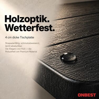 Розкладний стіл Onbest Holz Optik великий - садовий, для пікніка, кемпінгу на 6 осіб. Пластик/алюміній, з текстурою дерева для дому та саду
