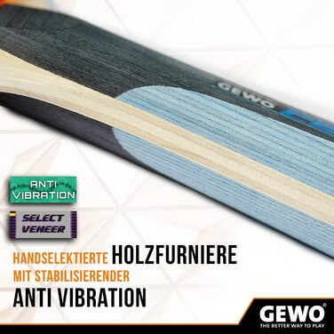 GEWO CS Energy Control – тенісна ракетка для настільного тенісу, ITTF, з контрольованим покриттям і високою обертальністю, 1,8 мм губка, червоно-чорна, ергономічна (конкава) ручка