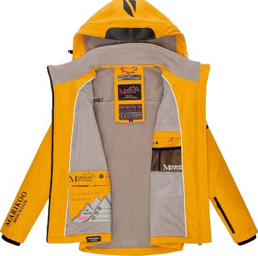 Водонепроникна куртка Softshell ARIKOO Daen знімним капюшоном, функціональна вітрозахисна куртка, колір Amber Yellow (S)