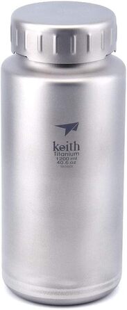 Keith Титанова фляга 0.9/1.2 л для спорту та туризму, широке горло, з кришкою, велоспорт, питна пляшка великої місткості