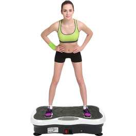 Вібраційна платформа Kedia Fitness для дому та офісу, Bluetooth, USB, Body Shaper (чорний+білий)