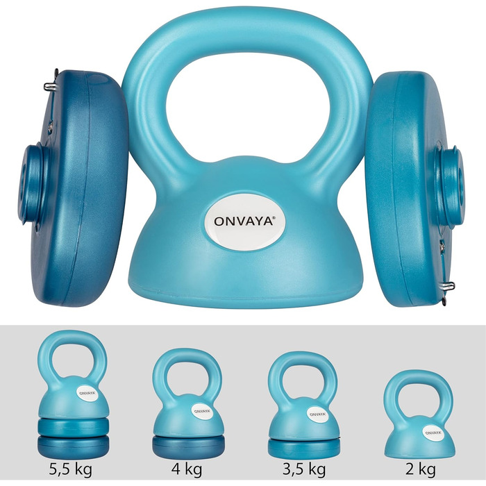 Регульована гиря ONVAYA, 2-5,5 кг, набір гир, синя, компактна